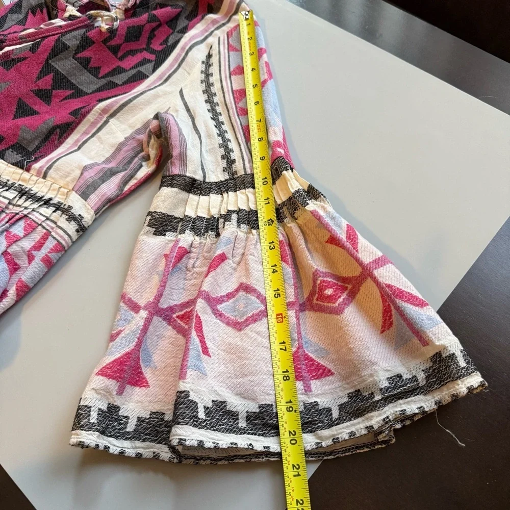 Pearl & Caviar Delos Midi Dress Boho Cotton Tassel Tie Pink Size M/L - Picture 9 of 10